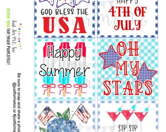 Instant Download Printable 4th of July Tag, American Flag Tag, July 4th Printable, July Tag, Friend, Gift, Thank You, Sip Sip Hooray