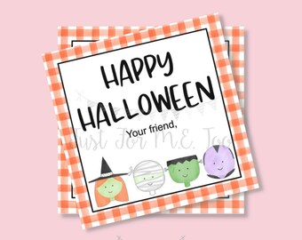 Halloween Printable Tags, Instant Download, Happy Halloween Tags, Halloween Friends, Printable, Witch, Mummy, Monster Tag