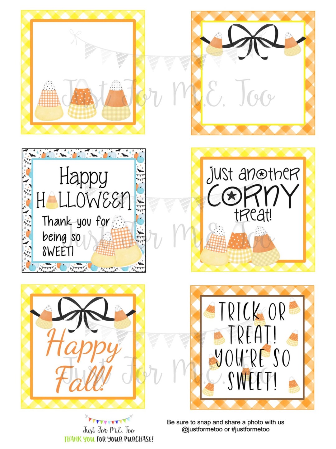 Candy Corn Printable Tags, Instant Download, Fall Tags, Halloween Tags ...