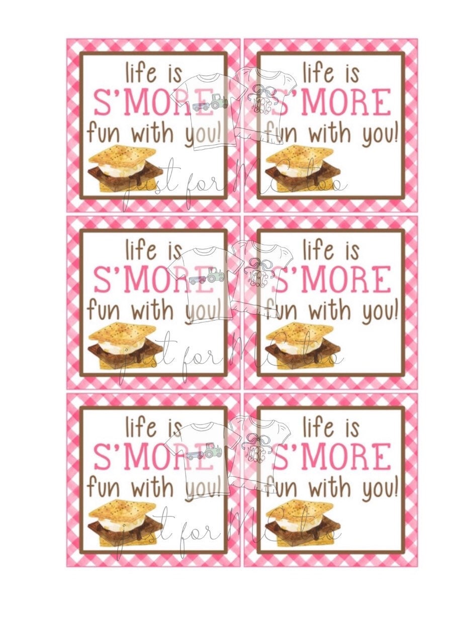 Smores Printable Tags Instant Download Life Is S More Fun With You Square Tag Printable S