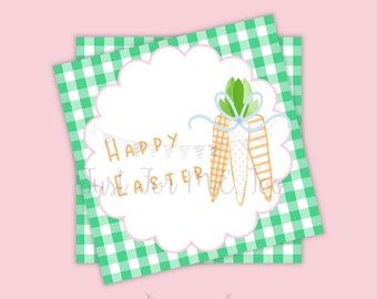 Easter Printable Tags, Instant Download, Easter Tags, Square Gift Tags, Teacher Tag, Happy Easter Tag, Treats, School, Carrot, Easter