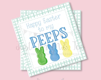 Easter Printable Tag Bundle, Easter Digital Tags, Bunny Tag, Happy Easter Blue Peep Tag, Pintable, Download, Gift Tags, Lunchbox Note