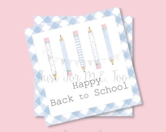 Back to School Printable Tags, Back to School, First Day of School Tags, School Tags, 1st Day of School, Pencil Tag, Pencil, Blue