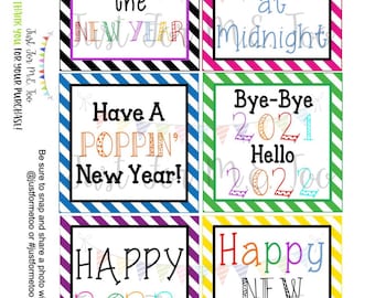 Happy New Year Printable Tag, Instant Download, Gift Tag, 2022 Gift Tag, Gifting, New Year's Gift, New Year Party, Digital Download