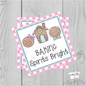 Christmas Printable Tags, Instant Download, Christmas Tags, Cookie Exchange, Merry Christmas, Baking Spirits Bright, Gingerbread Cookie