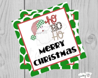 Christmas Printable Tags, Instant Download, Christmas Tags, Square Gift Tags, Merry Christmas, HO HO HO Tag, Santa Tag