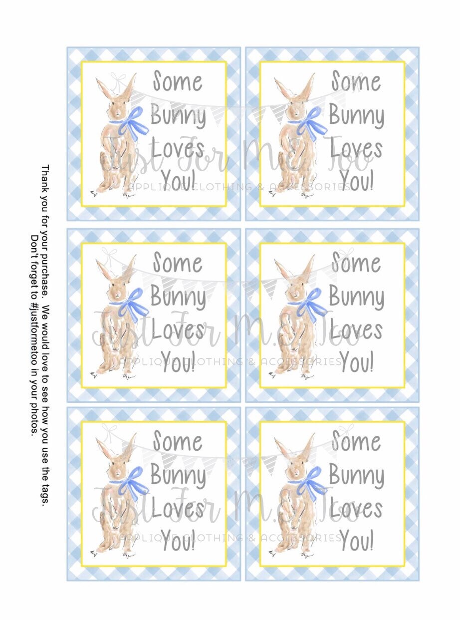 Easter Bunny Printable Tags Instant Download Easter Tags Square Gift