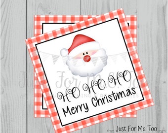 Christmas Printable Tags, Instant Download, Christmas Tags, Square Gift Tags, Merry Christmas, HO HO HO Tag, Santa Tag