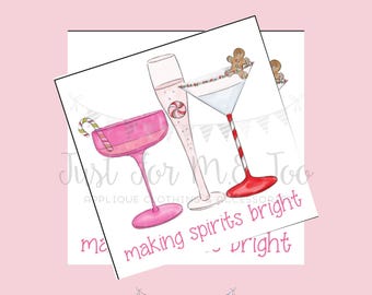 Making Spirits Bright Printable Tag, Digital Download Christmas Tag