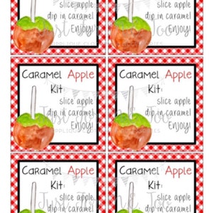 Caramel Apple Printable Tags, Caramel Apple Kit, Instant Download, Fall ...