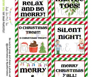 Christmas Printable Tags, Instant Download, Christmas Tags, Square Tags, Merry Christmas, Teacher Gifts, Small Gifts, Treats, Neighbor Gifts