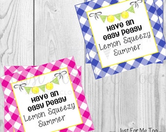 Instant Download Printable Summer Tag, Lemon Tag, Easy Peasy Summer Tag, Lemonade Tag, Friend, Gift, Party Favor, Lemon