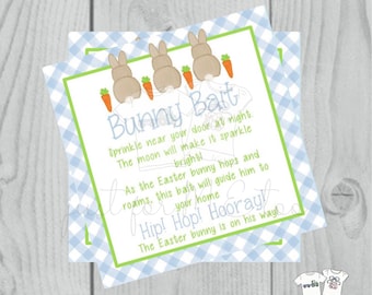 Easter Bunny Printable Tags, Easter Favor Tags, Bunny Bait, Happy Easter Tag, Printable Tags, Party Favors, Blue, Bunny Bait Recipe