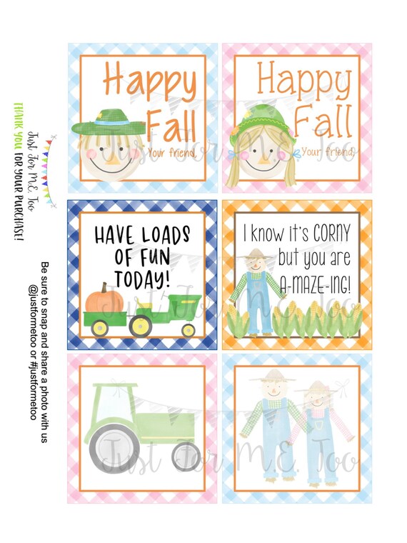 Fall Printable Tags Instant Download Fall Tags Pumpkin Gift - Etsy
