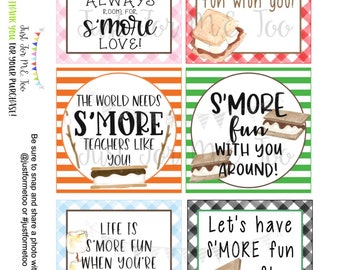 Smores Printable Tags, Instant Download,Life is S'More fun with you, Square, Printable, S'Mores, campfire, camping, birthday, Fall, S'more