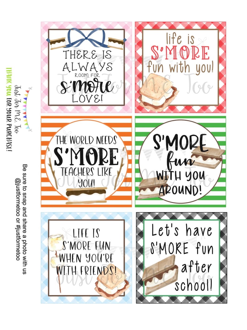Smores Printable Tags Instant Downloadlife is S'more Fun Etsy