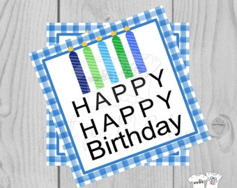 Happy Birthday” Gift Tags - Blue Skies Lettering