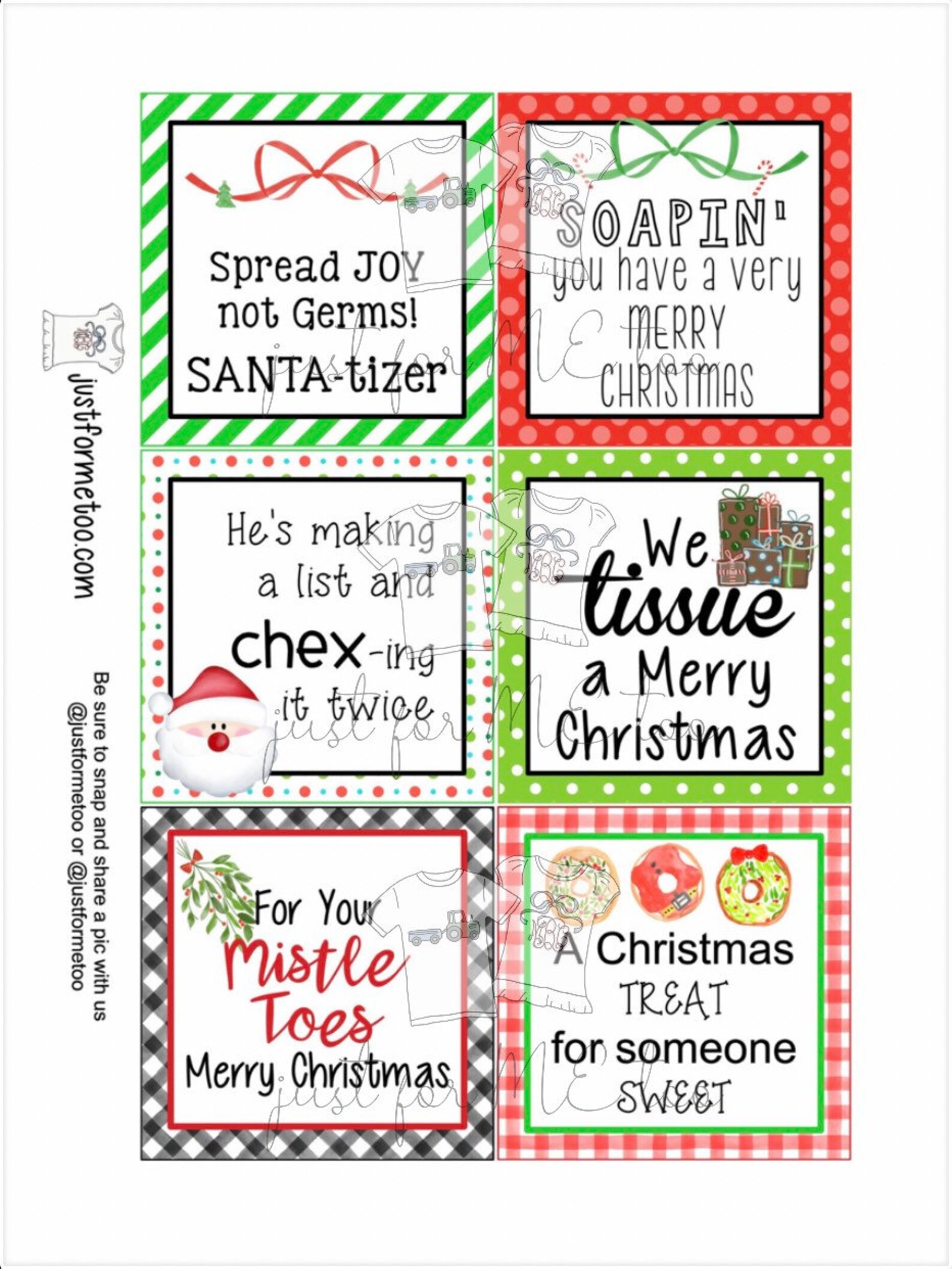 Christmas Printable Tags, Instant Download, Christmas Tags, Square Gift ...