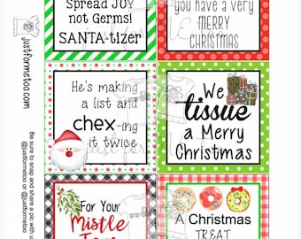 Christmas Printable Tags, Instant Download, Christmas Tags, Square Gift Tags, Merry Christmas, Teacher Gifts, Small Gifts, Treats