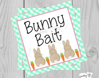 Easter Bunny Printable Tags, Easter Favor Tags, Bunny Bait, Happy Easter Tag, Printable Tags, Party Favors, Mint