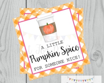 Pumpkin Spice Printable Tags, Instant Download, Fall Tags, Pumpkin Gift Tags, Latte, Pumpkin, Printable, Square Tag, Pumpkin Spice