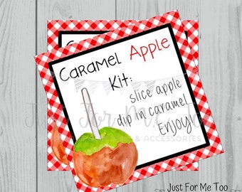 Caramel Apple Printable Tags, Caramel Apple Kit, Instant Download, Fall Tags, Teacher Tags, Lunchbox Note, Student Tag