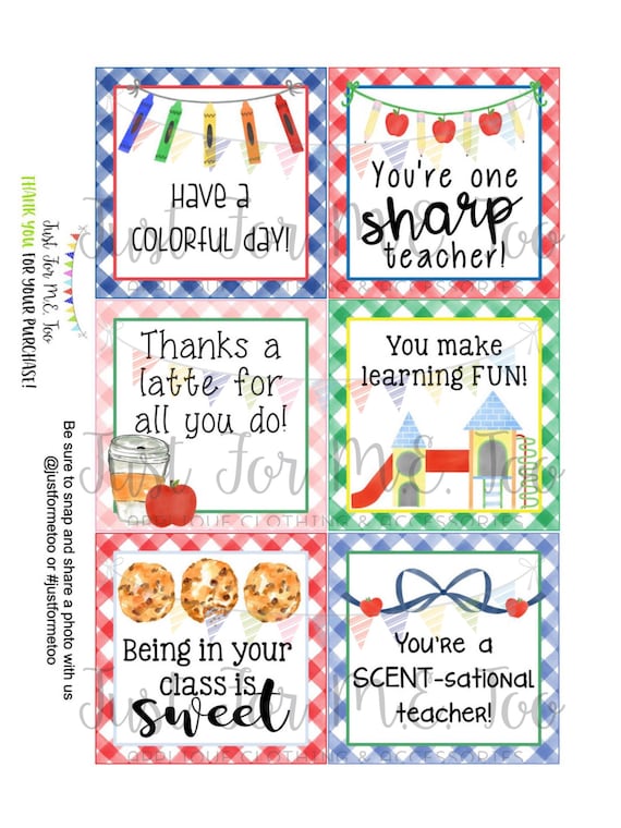 Back to School Printable Tags Instant Download Teacher Tags | Etsy