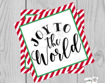 Joy to the World Christmas Printable Tags, Instant Download, Square Gift Tags, Merry Christmas, Christmas Tag, Instant Download