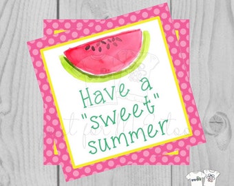 Summer Printable Tags, Have a Sweet Summer Summer, Instant Download, Summer Tags, Watermelon Tags, Summer, Gift Tag, Digital Download