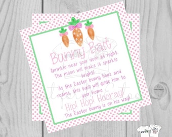Easter Bunny Printable Tags, Easter Favor Tags, Bunny Bait, Happy Easter Tag, Printable Tags, Party Favors, Pink, Bunny Bait Recipe