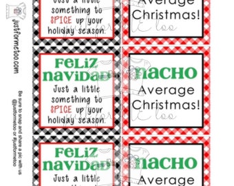 Christmas Printable Tag, Feliz Navidad, Nacho Average Christmas, Instant Download, Merry Christmas