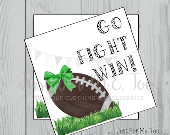 Football Printable Tags, Go Fight Win, Instant Download, School Tags, Cheerleading Tags, Cheerleader, Football