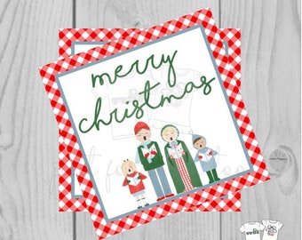 Christmas Carolers Printable Tags, Instant Download, Christmas Tags, Square Gift Tags, Merry Christmas, Caroler Tag, Gift Tag