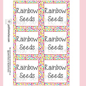 Rainbow Seeds Printable Tags, Instant Download, Square Tags, Classroom ...