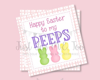 Easter Printable Tag Bundle, Easter Digital Tags, Bunny Tag, Happy Easter to my Peeps Tag, Pintable, Download, Gift Tags, Lunchbox Note