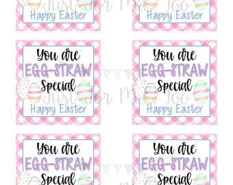 Easter Printable Tags, Instant Download, Easter Tags, Square Gift Tags, Happy Easter Tag, Treats, School, Carrot, Easter, EGG-Straw