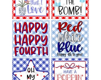 Instant Download Printable 4th of July Tag, American Flag Tag, July 4th Printable, July Tag, Friend, Gift, Thank You, Happy Happy Fourth