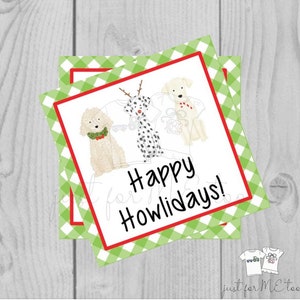 Christmas Printable Tag, Instant Download, Dog Christmas, Happy HOWLidays, Santa Tag, Gift Tag, Santa Dog