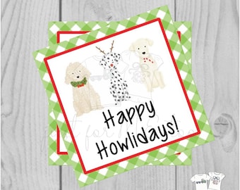 Christmas Printable Tag, Instant Download, Dog Christmas, Happy HOWLidays, Santa Tag, Gift Tag, Santa Dog