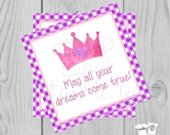 Valentine Digital Download Tag, Valentine Gift Tag, Princess Tag, Girl Valentine Tag, Printable Tag, May Your Dreams Come True, Princess