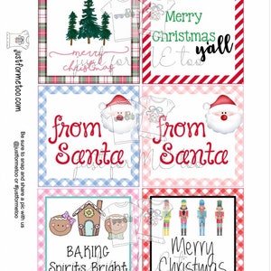Christmas Bundle 3 Printable Christmas Tags, Instant Download, Christmas Gift Tag, Gifting Tags, Gingerbread, Santa, Nutcracker