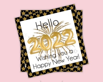 Happy New Year Printable Tag, Instant Download, Gift Tag, 2022 Gift Tag, Gifting, New Years Gift, New Year Party, Glitter, Hostess Gift