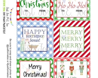 December Bundle Printable Tag Bundle, Christmas Tags, Santa Tag, Merry Christmas Tag, Pintable, Download, Happy Birthday Jesus, Merry Tag