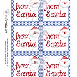 Santa Printable Tags, Instant Download, Christmas Tags, Square Gift ...