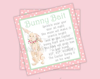 Easter Bunny Printable Tags, Easter Favor Tags, Bunny Bait, Happy Easter Tag, Printable Tags, Party Favors, Pink, Bunny Bait Recipe