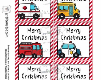 Christmas Printable Tags, Community Helpers, Merry Christmas Instant Download Tag