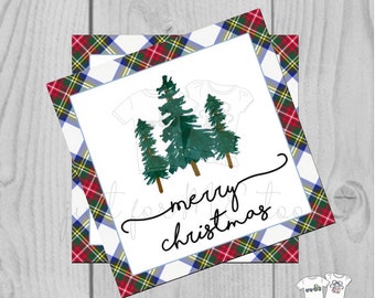 Plaid Merry Christmas Printable Tags, Instant Download, Christmas Tag, Gift Tag, Tartan Plaid Tag