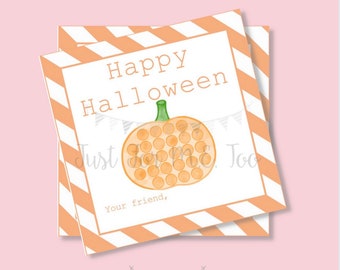 Halloween Printable Tags, Instant Download, Happy Halloween Tags, Square Gift Tag, Pumpkin Tag, Lunchbox, Printable, Pop-It Tag