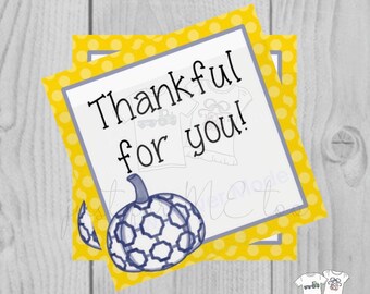 Thanksgiving Printable Tags, Instant Download, Thankful for You, Pumpkin Gift Tags, Printable, Thanksgiving, Chinoiseries Pumpkin