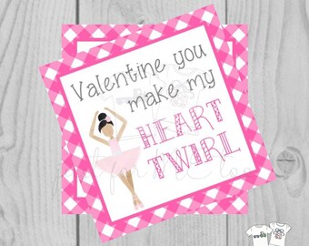 Valentine Digital Download Tag, Valentine Gift Tag, Ballet Tag, Ballerina Valentine Tag, Printable Tag